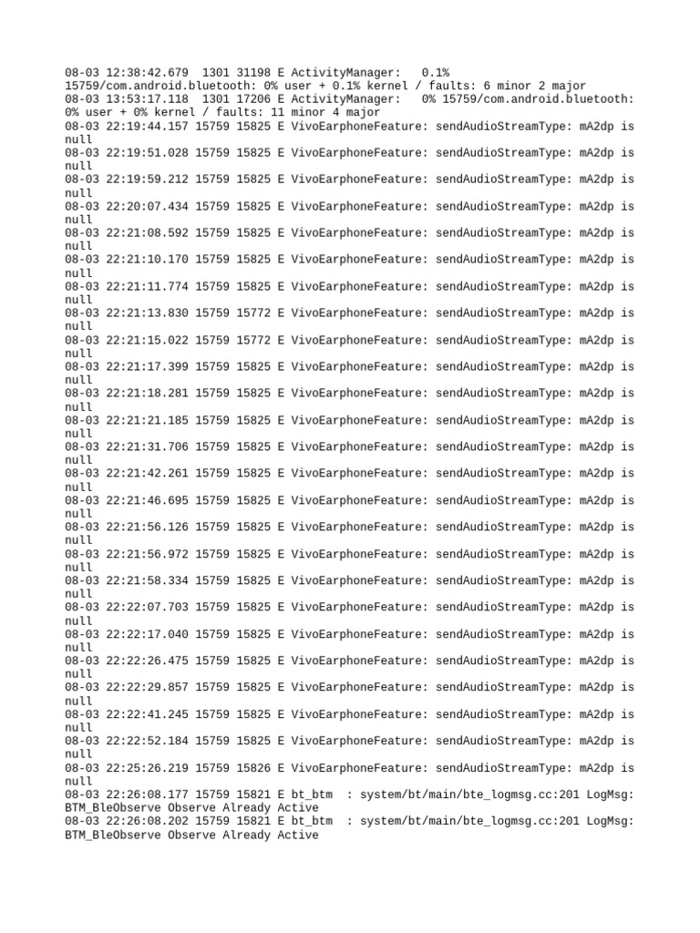 Vivo Earphone Feature Errors Log | PDF | Computing | Computer Architecture