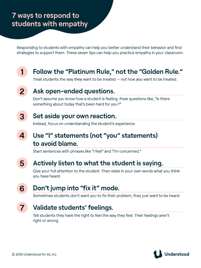 7 Ways To Respond To Students With Empathy Understood Pdf