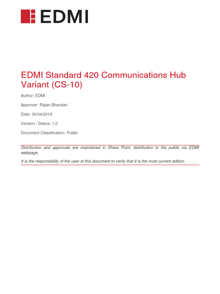 EDMI Standard 420 Meter Hub Overview | PDF | Bandwidth (Signal ...