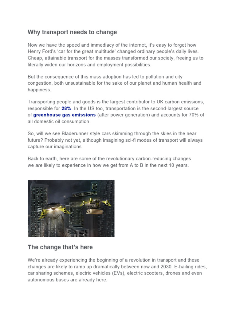 Future of Sustainable Transport Innovations | PDF | Electric Vehicle ...