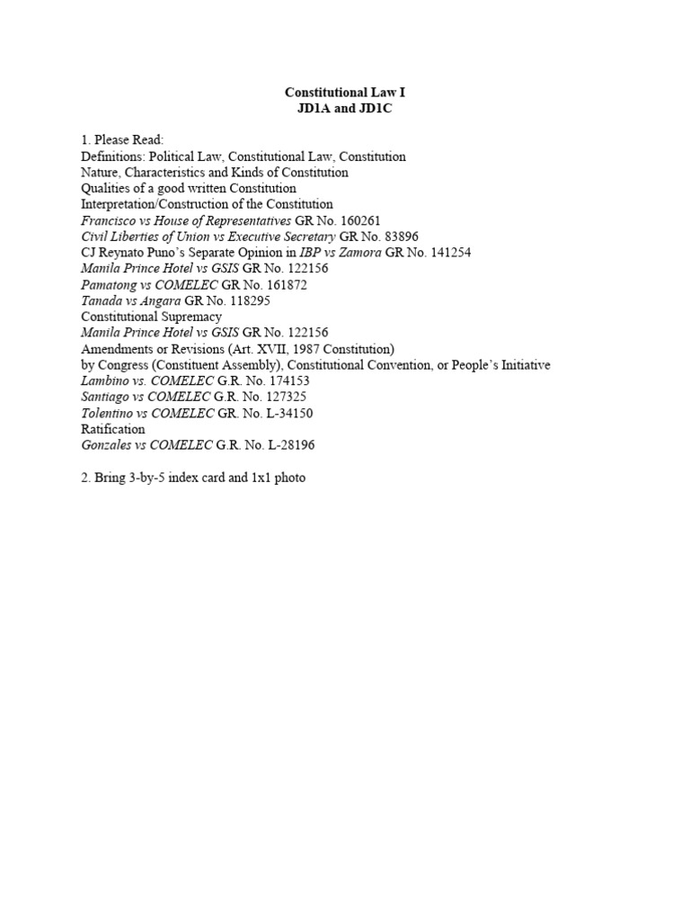 Constitutional Law I | PDF