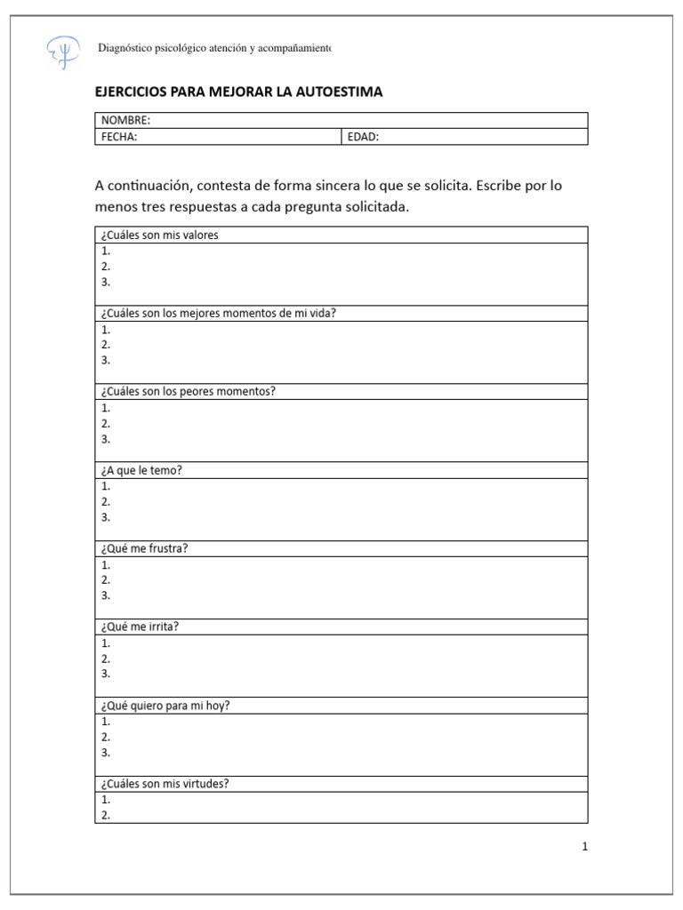 Ejercicios para Mejorar La Autoestima | PDF
