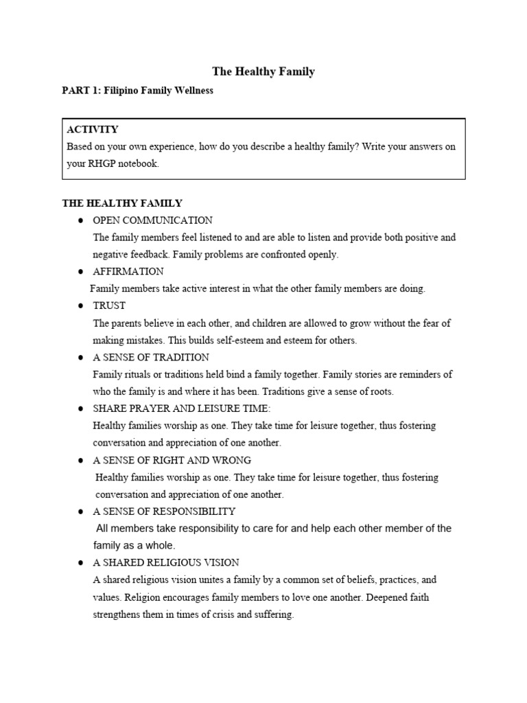RHGP 3 Filipino Family Wellness GR 7 | PDF | Morality | Self Esteem