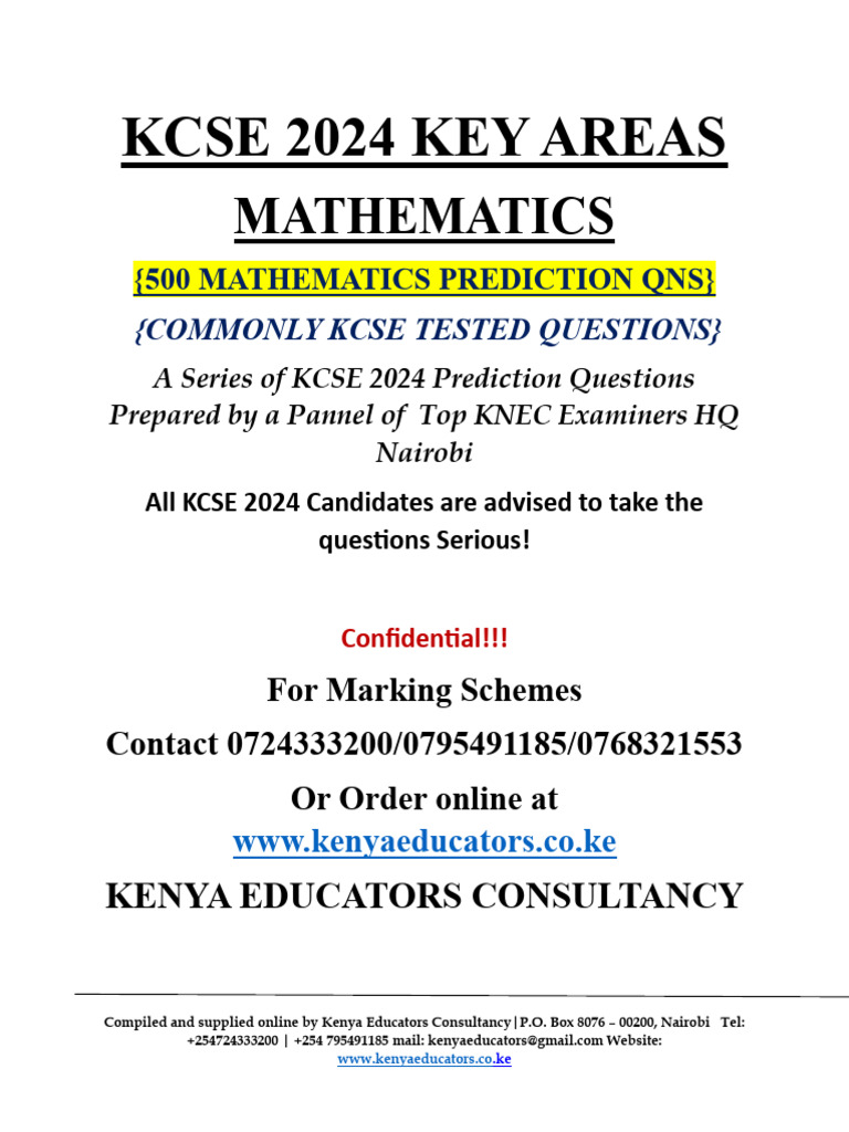 Mat 2024 Kcse Commonly Tested Qns | PDF | Triangle | Euclidean Geometry