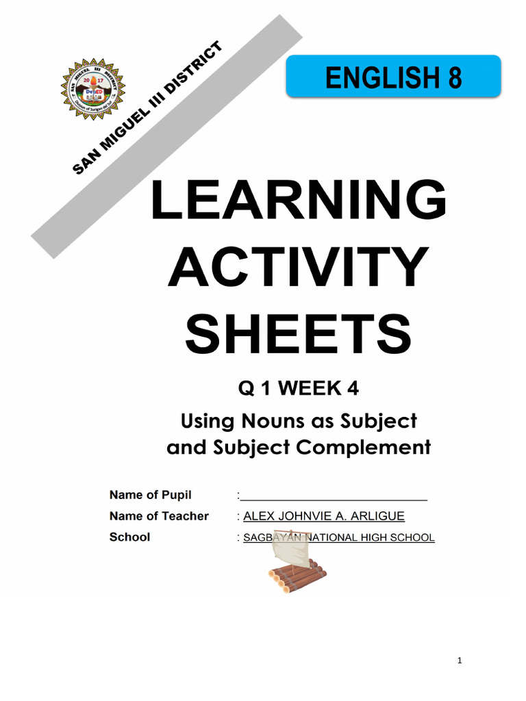 LAS in 1ST Quarter - ENGLISH - 4th Week | PDF | Noun | Subject (Grammar)