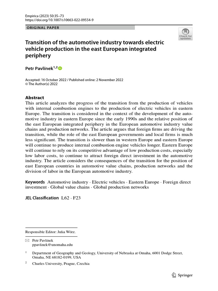 Transition of The Automotive Industry Towards Electric Vehicle ...