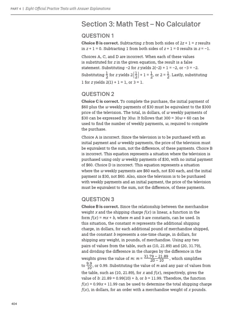 SAT Practice Test #10 - Sections 3 & 4 - ANSWERS | PDF | Triangle ...