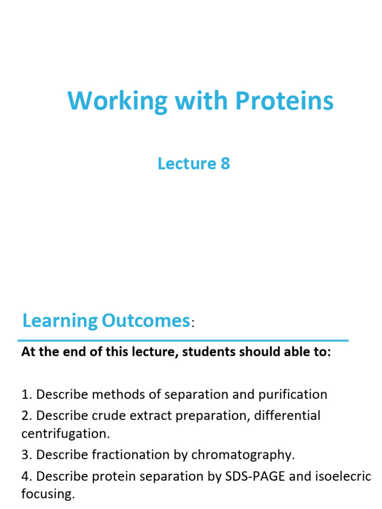 Lecture 8 Working With Proteins | PDF | Gel Electrophoresis | Protein ...