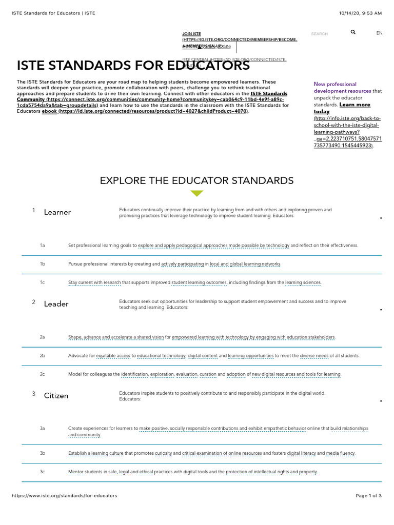 ISTE Educator Standards Overview | PDF | Learning | Teachers