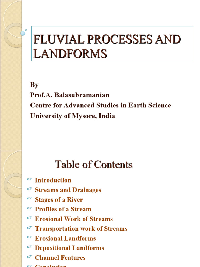 Fluvial Processes and Landforms Explained | PDF | Erosion | Stream