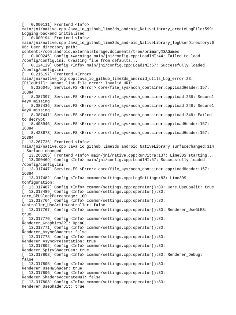 Lime3DS Log File Analysis | PDF | Computing | Computer Architecture