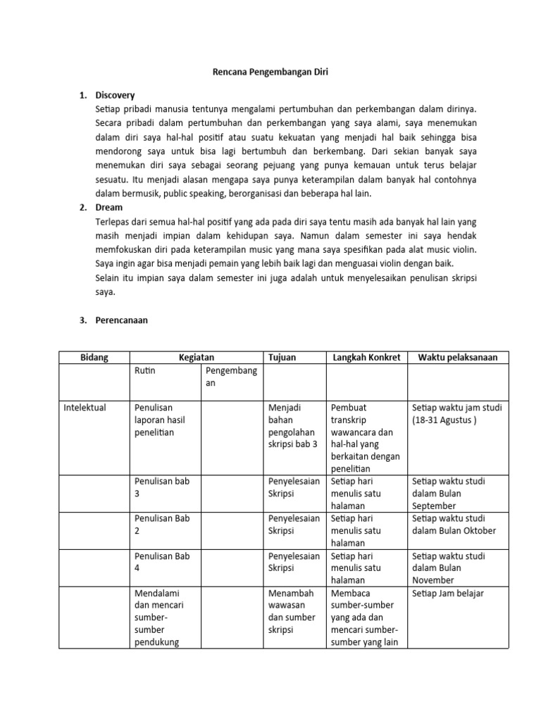 Rencana Pengembangan Diri dan Skripsi | PDF | Kajian Bahasa Asing