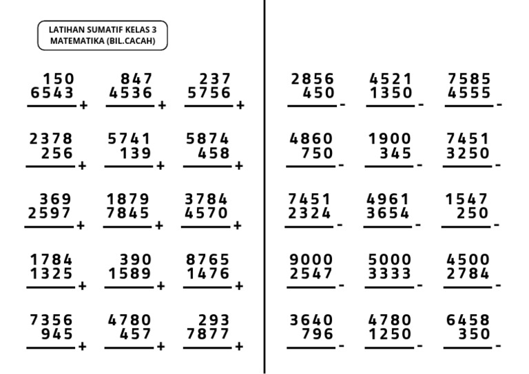 2 Rangkap LATIHAN MTK KLS 3 | PDF
