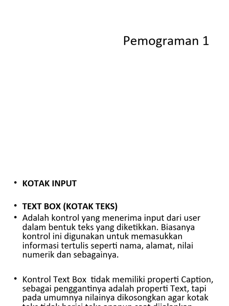 Kontrol Input dan List Box di Visual Basic | PDF