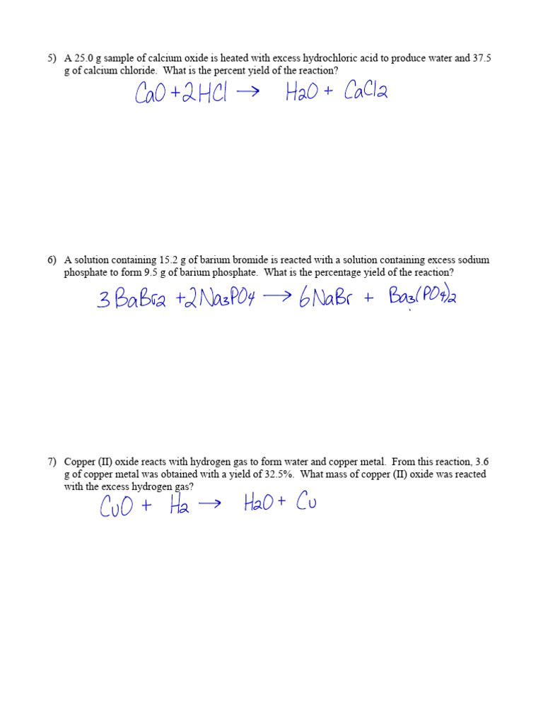 Percentage Purity Percentage Yield Worksheet Solutions Ypyqig | PDF ...