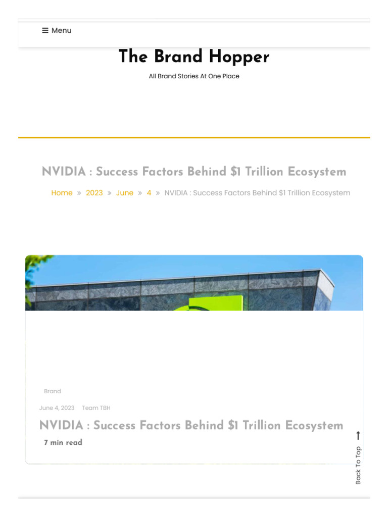 NVIDIA - Success Factors Behind $1 Trillion Ecosystem | PDF | Graphics ...