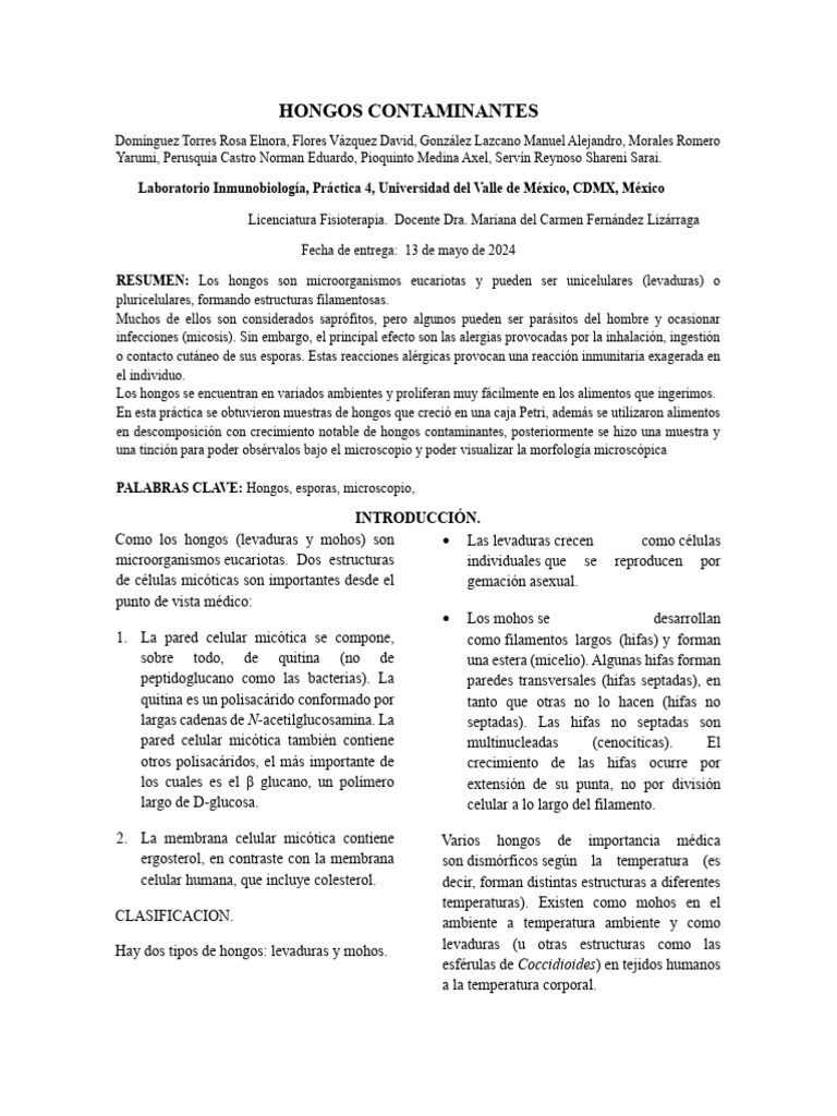 Hongos Contaminantes Pdf Hongo Molde