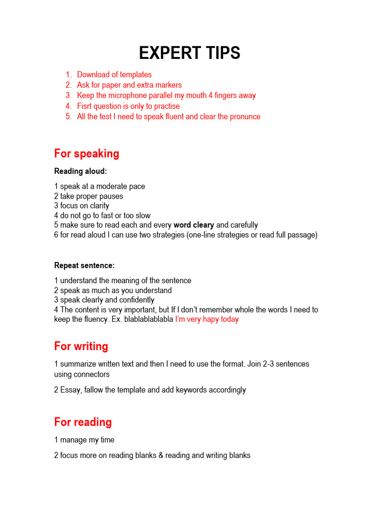 Pte Expert Tips Pdf Multiple Choice Question