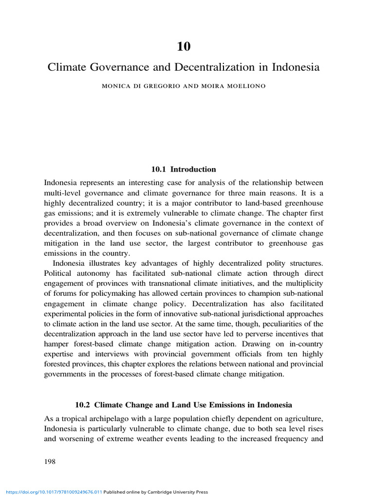 Climate Governance And Decentralization In Indonesia Pdf Climate