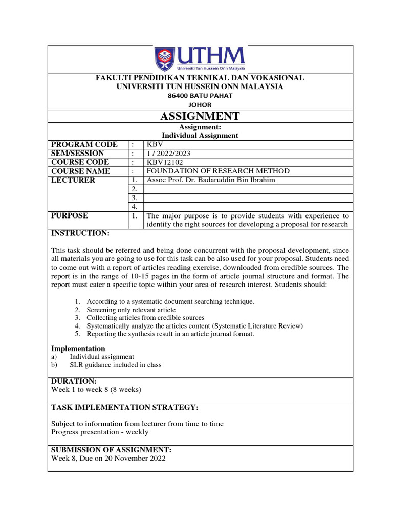 Individual Assignment SLR | PDF | Systematic Review | Human Communication