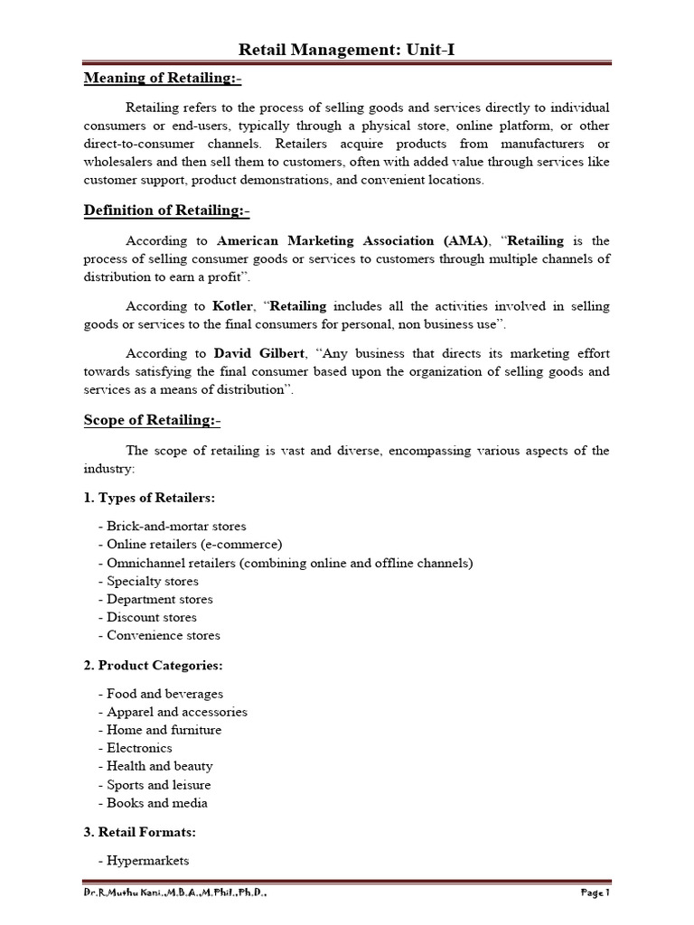 Overview of Retail Management Concepts | PDF | Retail | E Commerce
