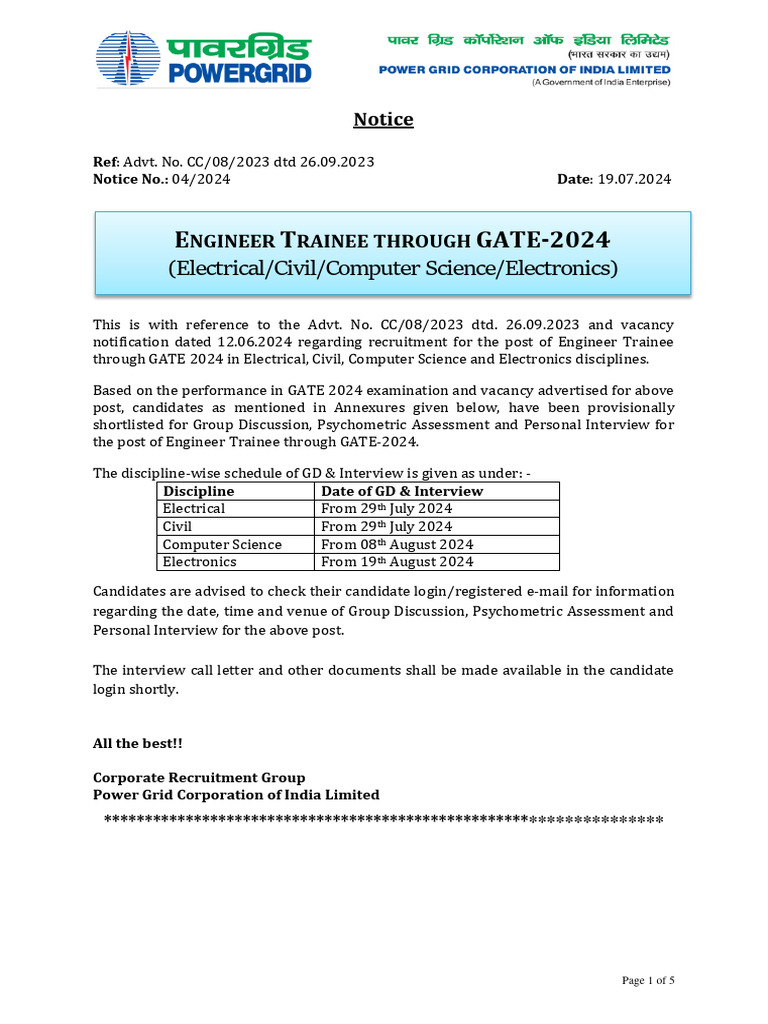 Notice No 042024 Interview Notice | PDF | Engineering | Science