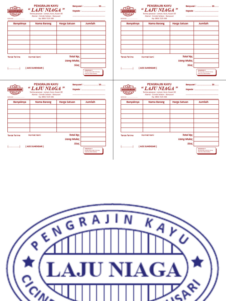 Nota Pesanan Pengrajin Kayu Laju Niaga | PDF