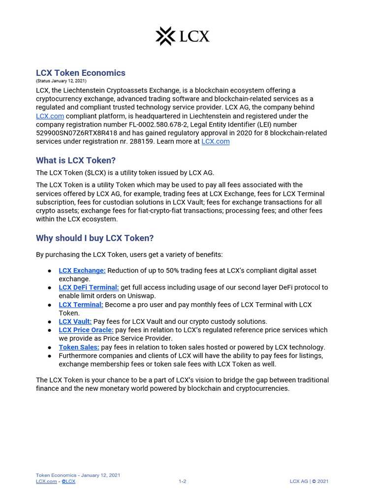 LCX Token Key Facts | PDF | Cryptocurrency | Money