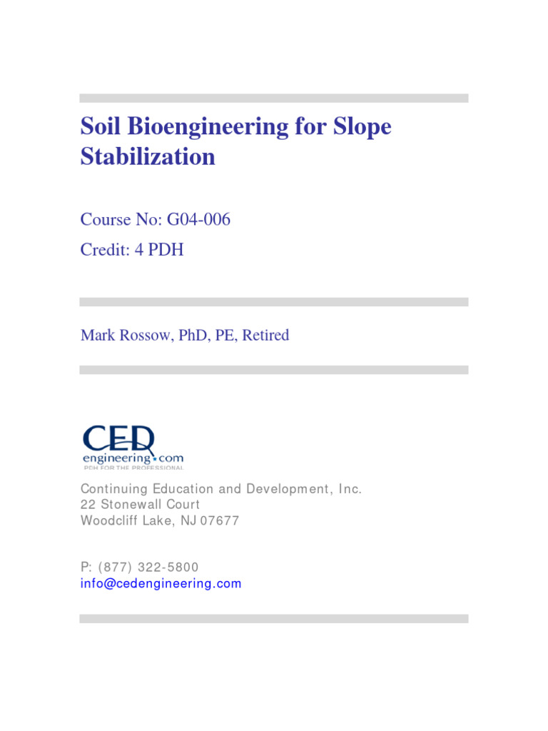 Soil Bioengineering For Slope Stabilization R1 Pdf Soil Erosion