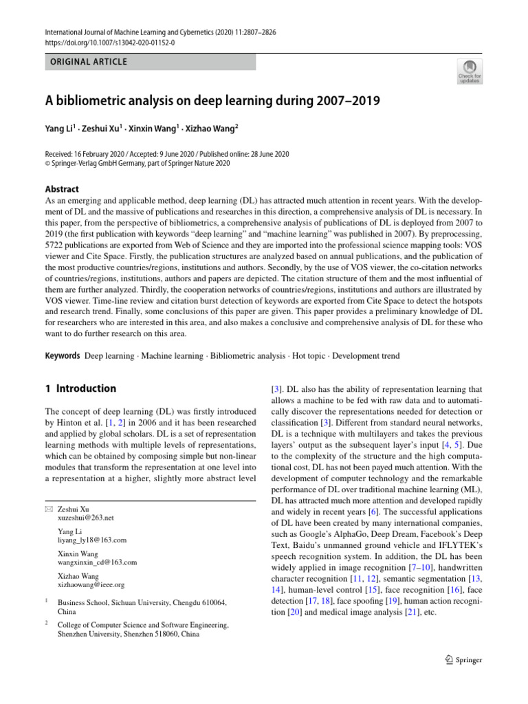 A Biblio Metric Analysis On Deep Lea | PDF | Deep Learning ...