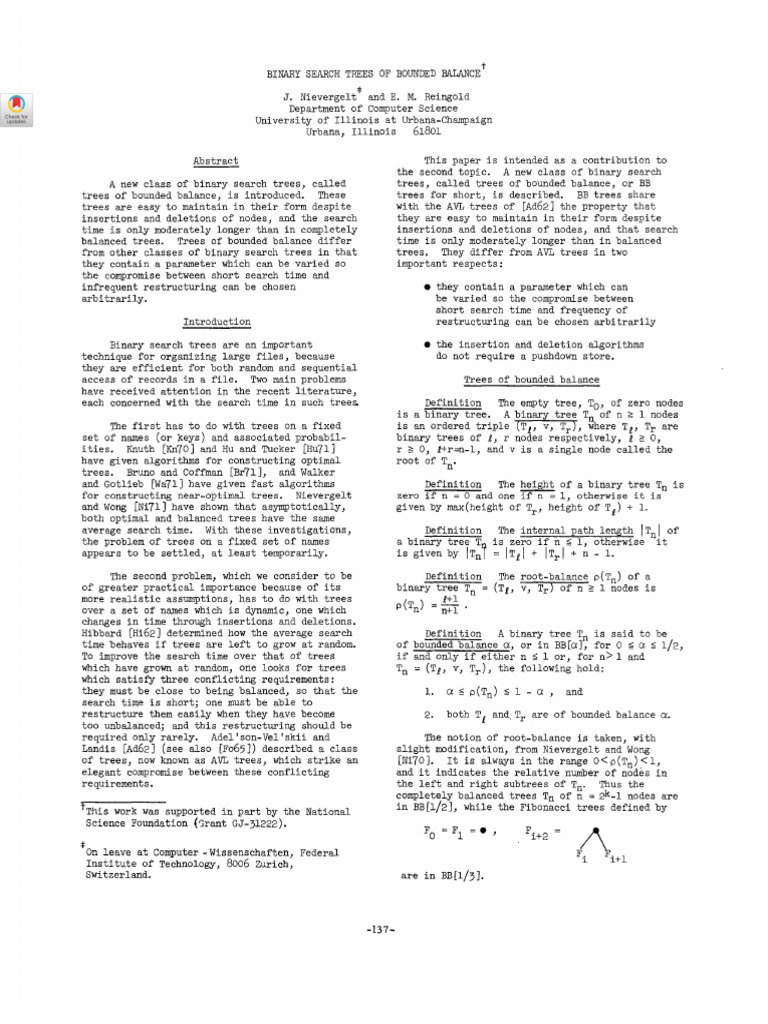 Balanced Binary Search Trees | PDF | Theoretical Computer Science ...