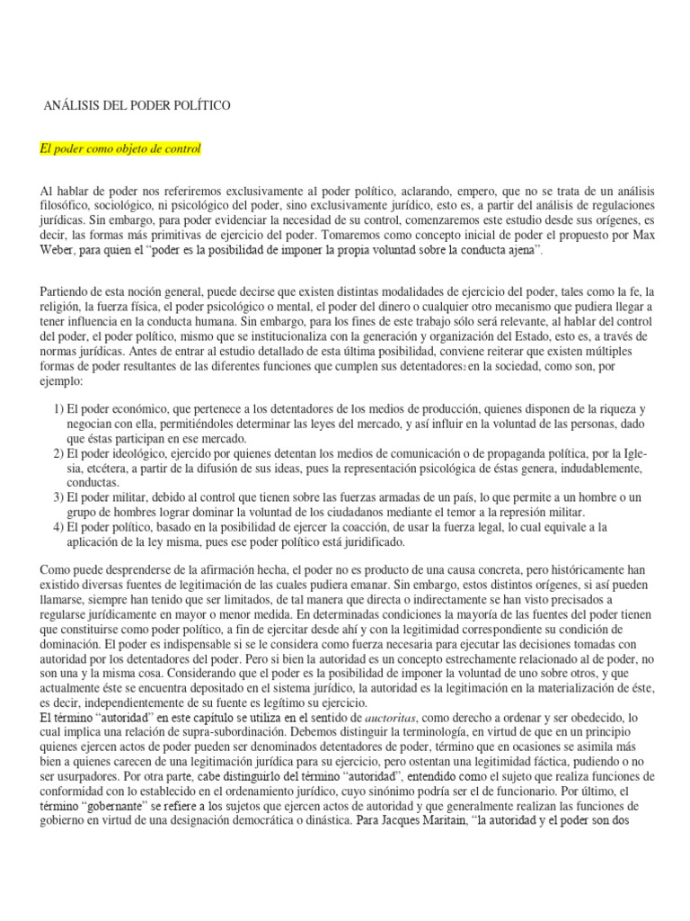 Control del Poder Político Jurídico | PDF | Constitución | Separación ...