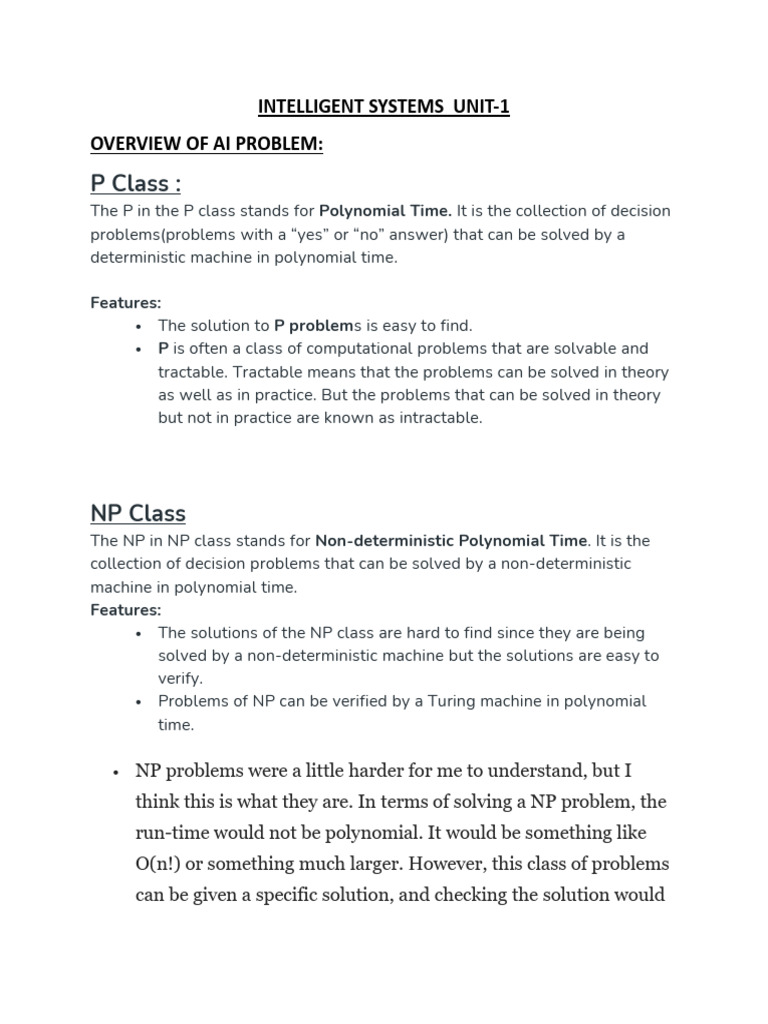 AI Problem Classes Overview | PDF | Artificial Intelligence ...