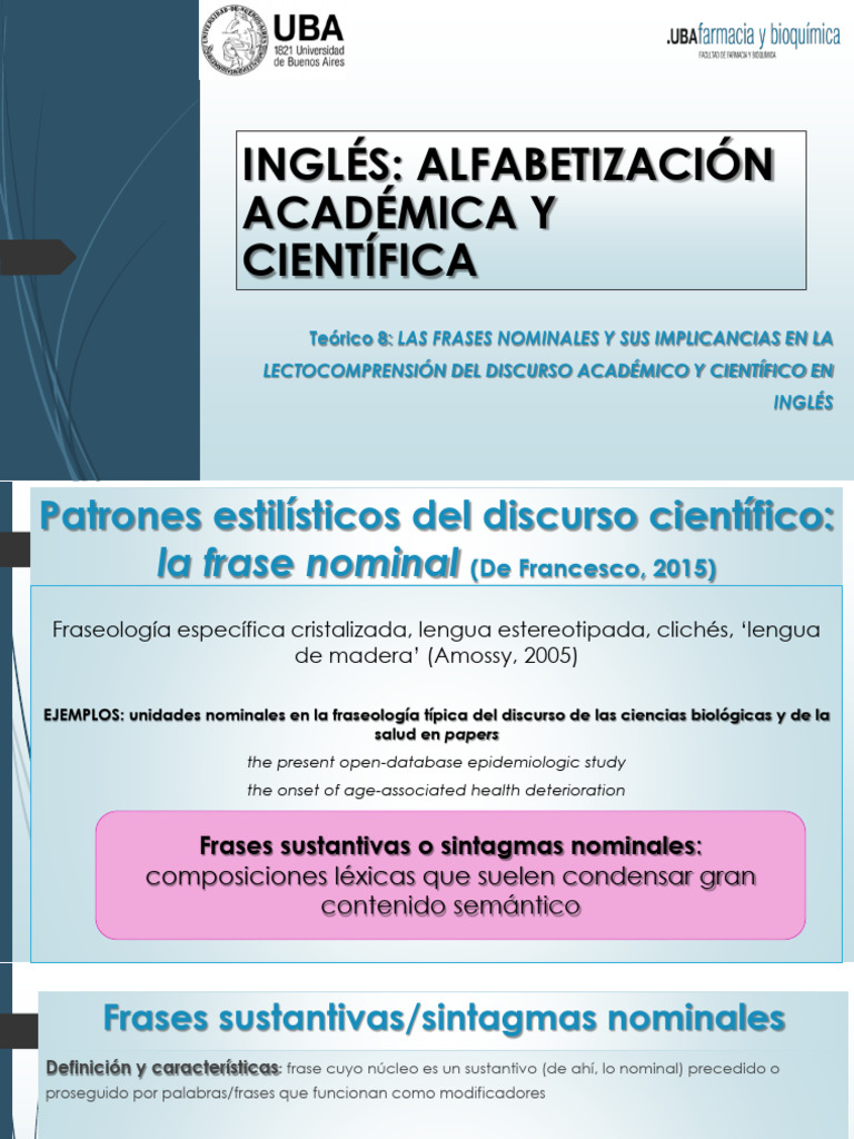 Teórico 8 - Las Frases Nominales | PDF | Palabra | Morfología Lingüística