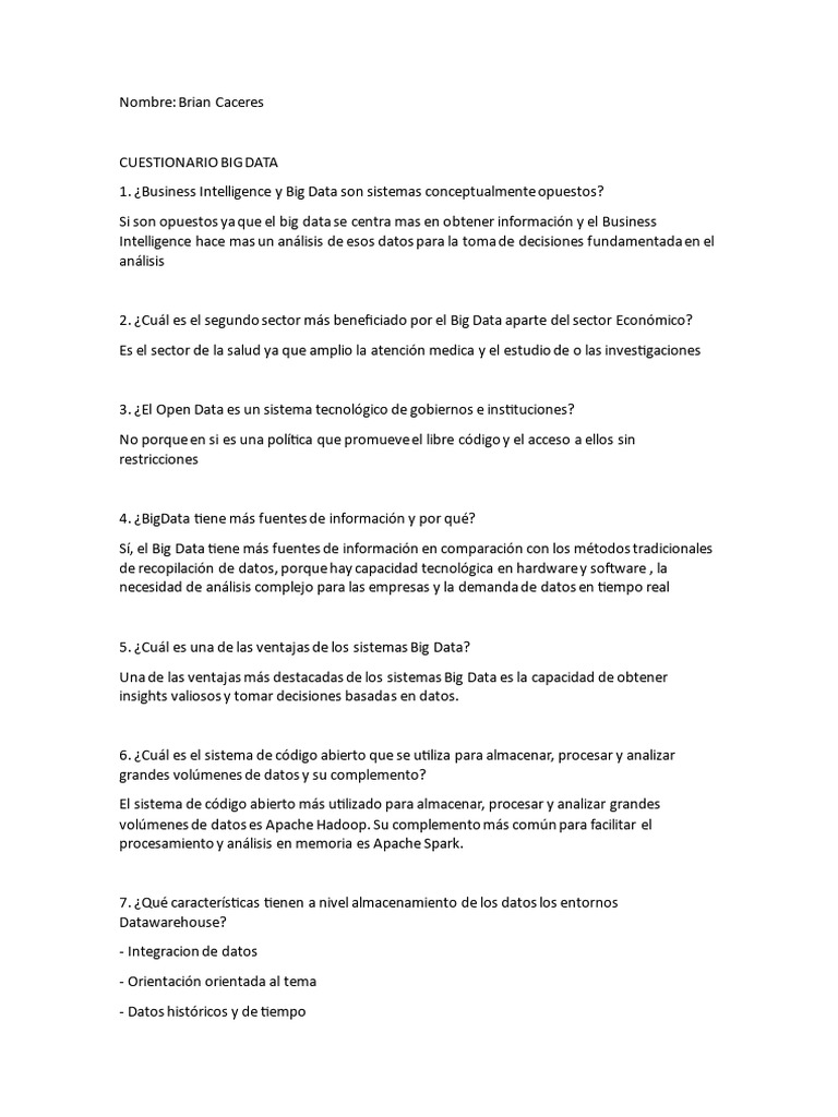 Cuestionario sobre Big Data y Apache Hadoop | PDF | Mapa reducido ...