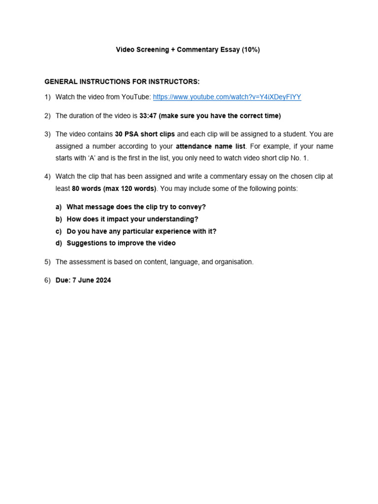 Video Commentary Essay - Edited | PDF | Essays | Evidence