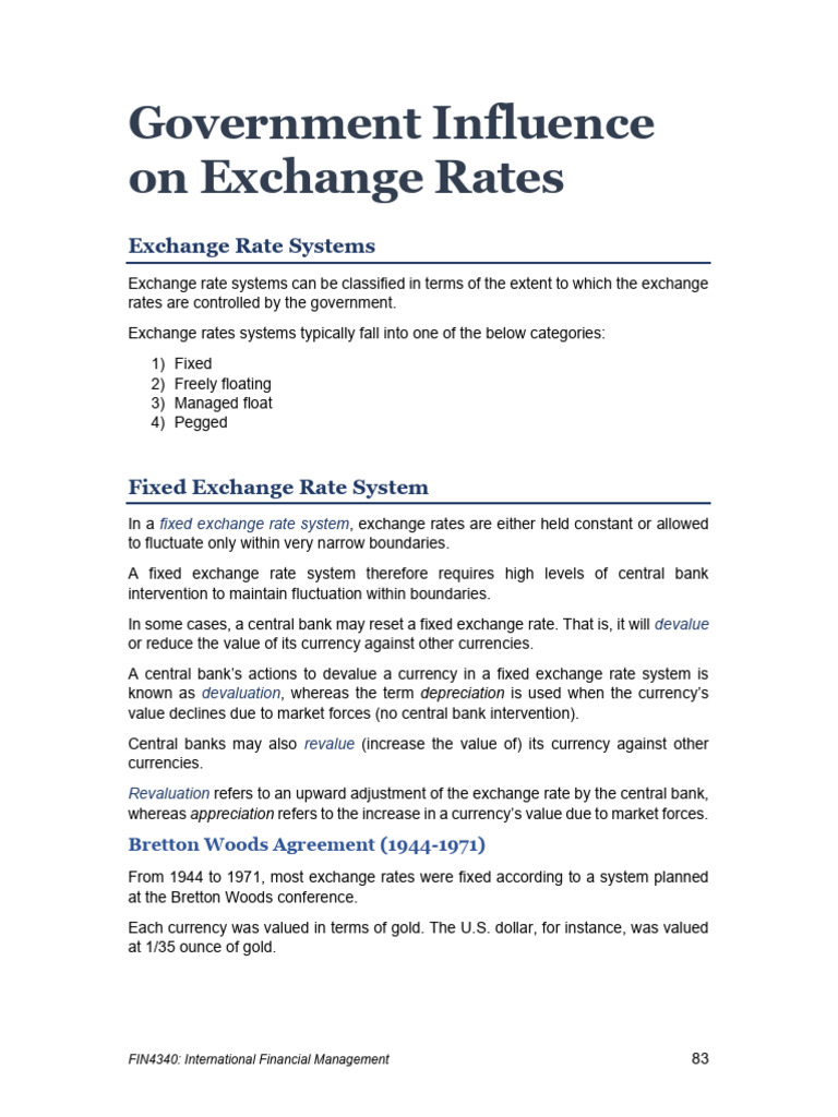 Government Influence on Exchange Rates | PDF | Exchange Rate | Euro