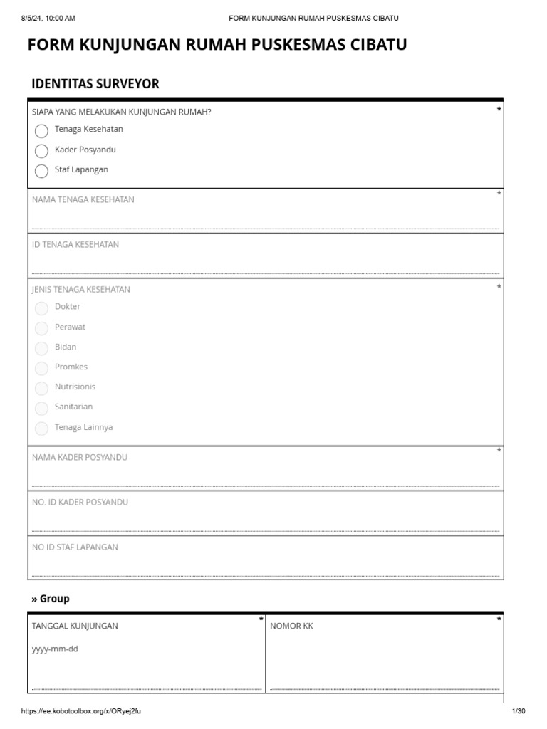 Form Kunjungan Rumah Puskesmas Cibatu | PDF