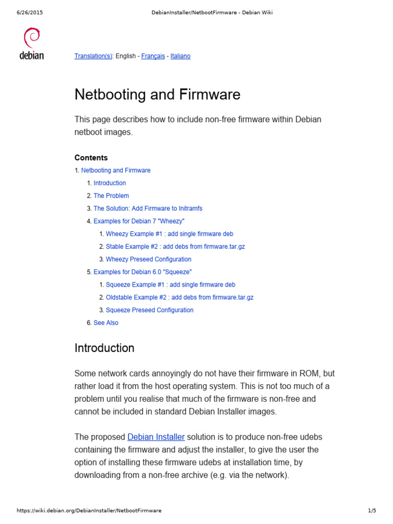 Adding Firmware to Debian Netboot | PDF | Software Engineering | System ...