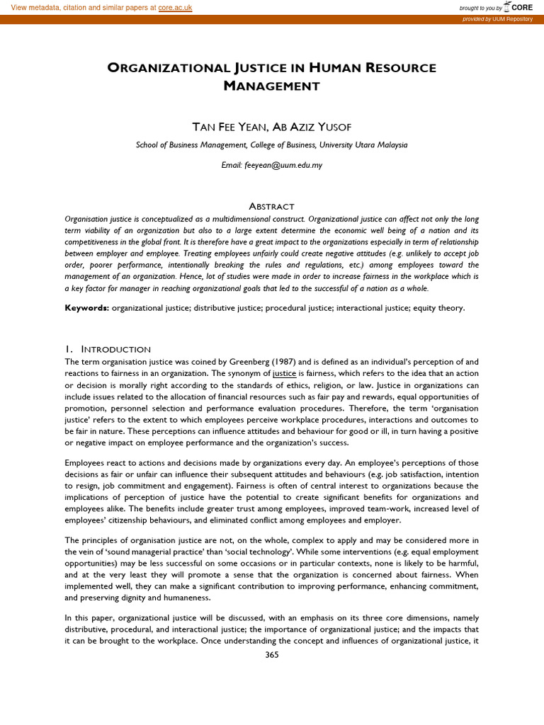 Understanding Organizational Justice in HR | PDF | Employment | Justice