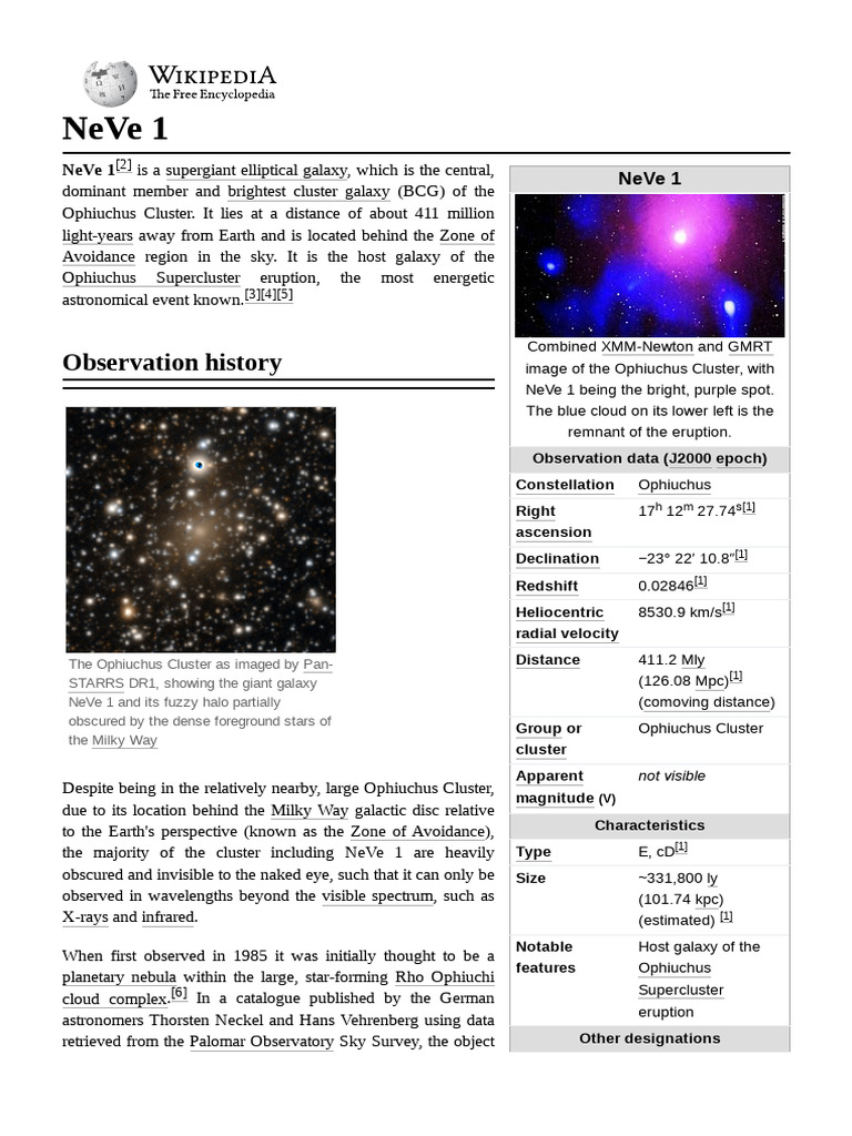 NeVe 1 | PDF | Astronomy | Astronomical Objects
