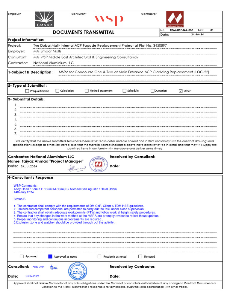 Dubai Mall ACP Cladding Replacement Plan | PDF | Specification ...