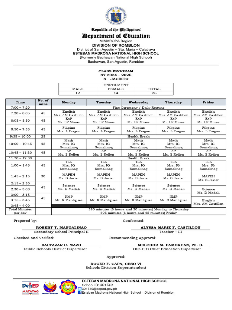 Class program 2024 grade 8 jacinto pdf philippines