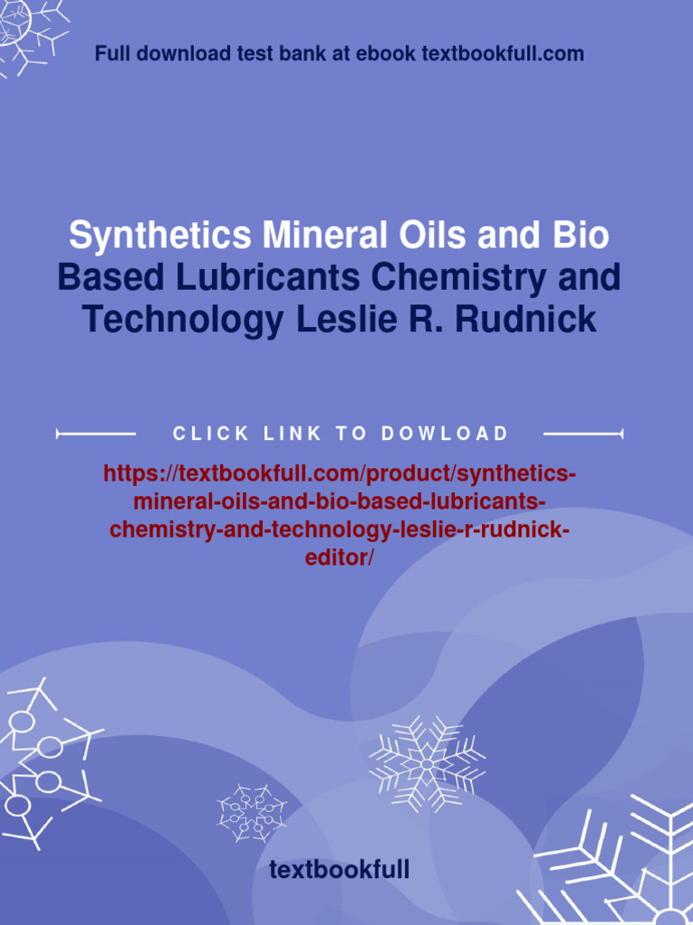Full Download Synthetics Mineral Oils and Bio Based Lubricants 