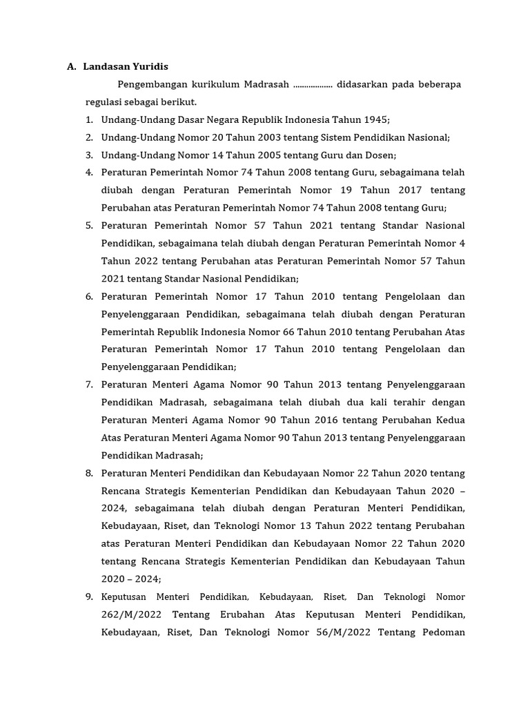 Landasan Yuridis Kurikulum Madrasah | PDF | Bisnis | Ilmu Sosial