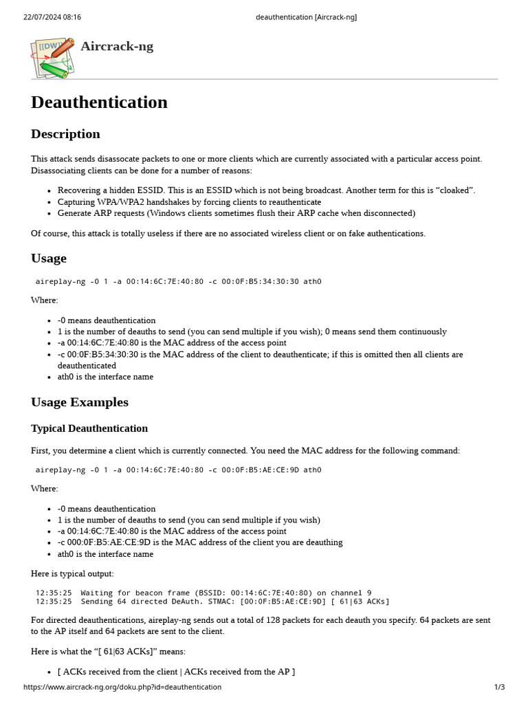 Deauthentication (Aircrack-Ng) | PDF | Information And Communications ...