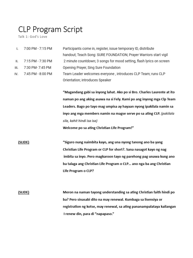 CLP Program Script | PDF
