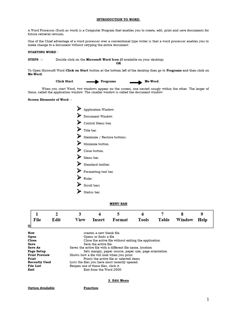 Introduction To Word | PDF | Window (Computing) | Microsoft Word