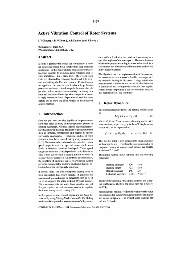 Active Vibration Control of Rotors | PDF | Computer Science ...