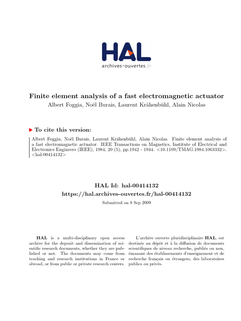 1984 - Finite - Element - Analysis Fast EMA | PDF | Magnetic Field ...